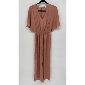 GRADE + GATHER LIGHTWEIGHT SATIN JUMPSUIT BLUSH PINK‎ SMALL NWT -- FLAW